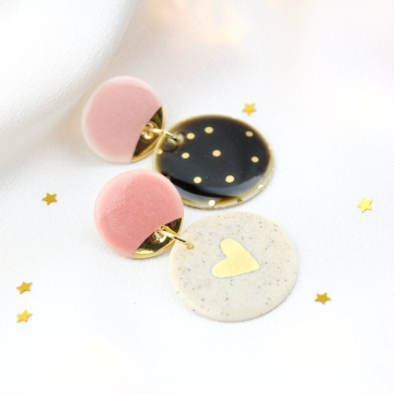 KOLCZYKI KÓŁECZKA BRĄZ I BEŻ 