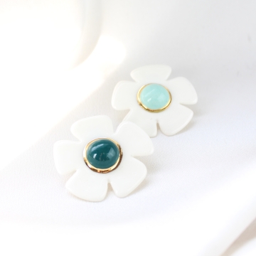 KOLCZYKI STOKROTKI TURKUS CIEMNY I JASNY