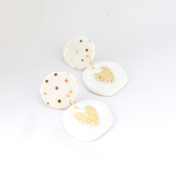 KOLCZYKI BIAŁE Z SERCAMI