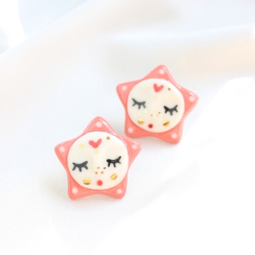 KOLCZYKI GWIAZDKI RÓŻOWE 