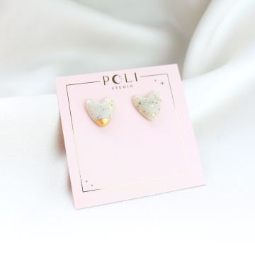 KOLCZYKI SERDUSZKA  KREMOWE